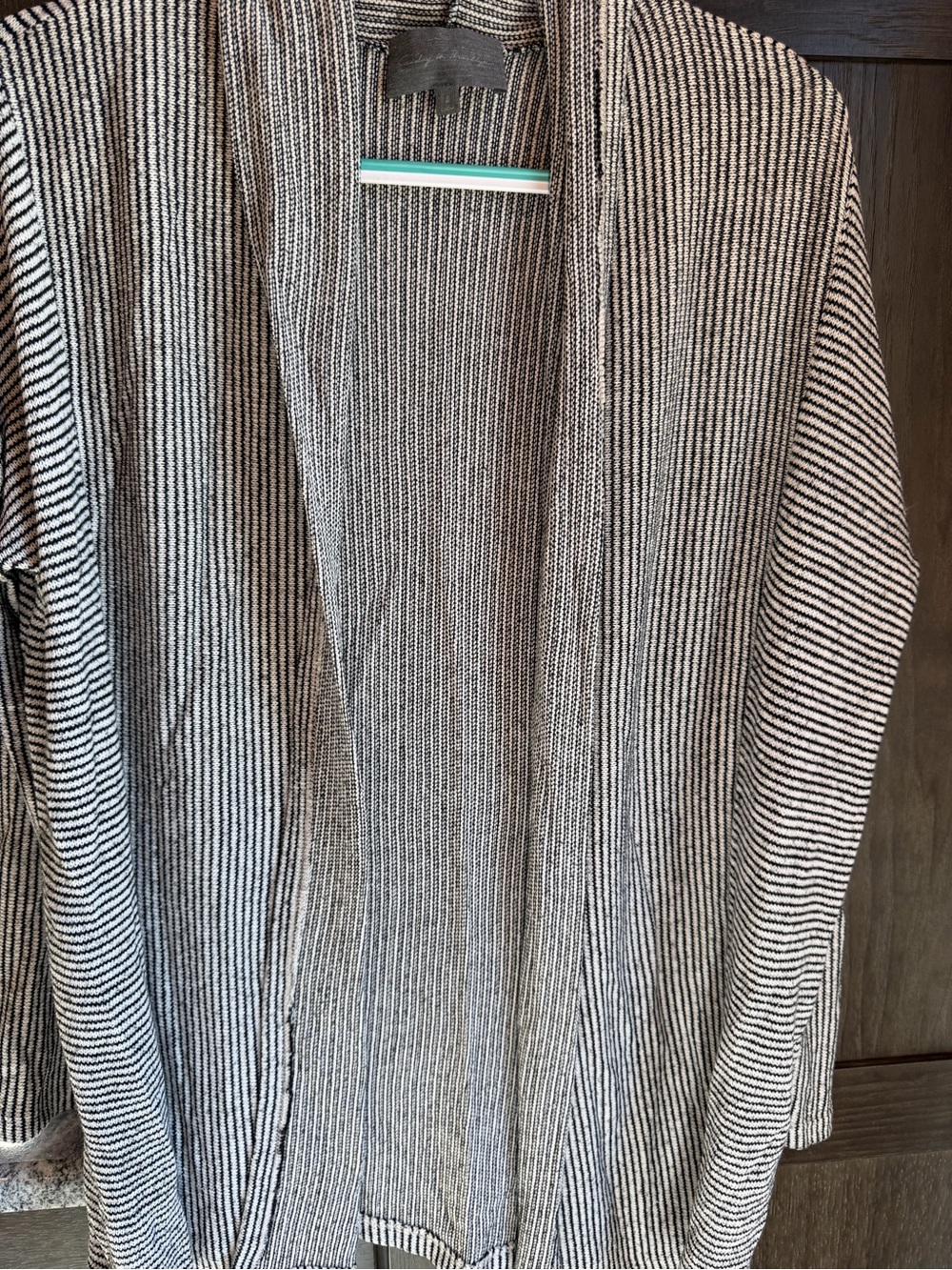 Sunday in Brooklyn Black & White Striped Open-Front Cardigan